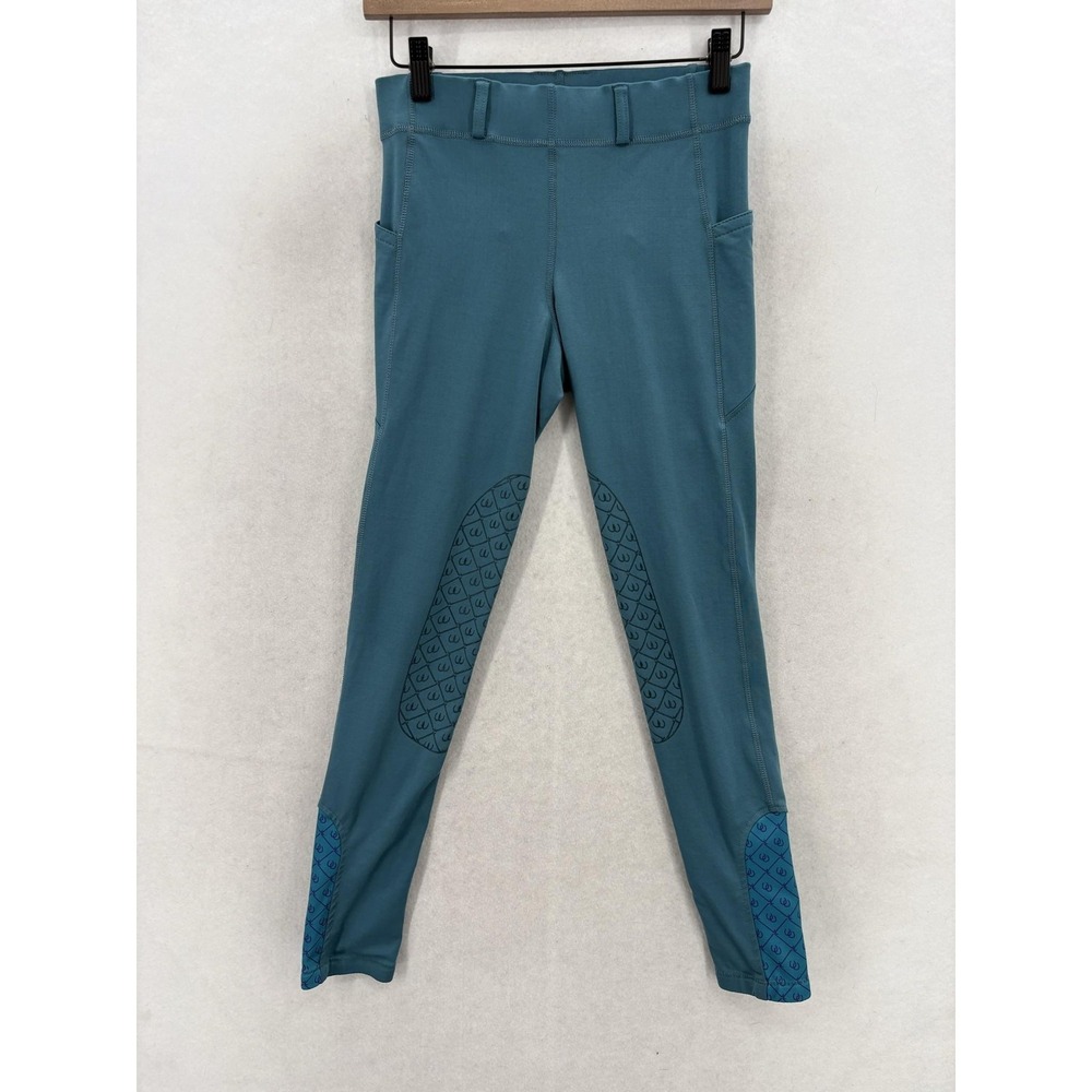 Ovation AeroWick Riding Leggings Womens Medium Blue Silicone Grip Pockets Horse